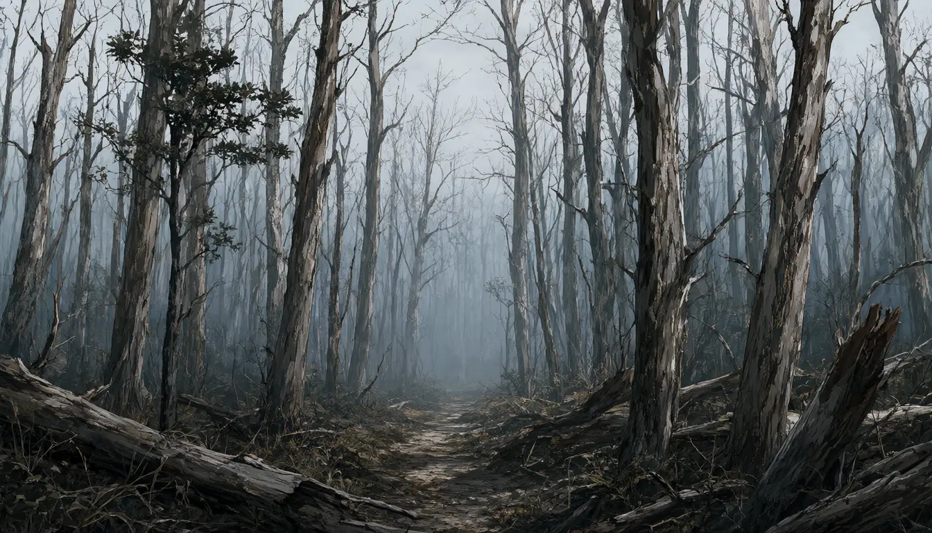 Uma floresta de árvores secas